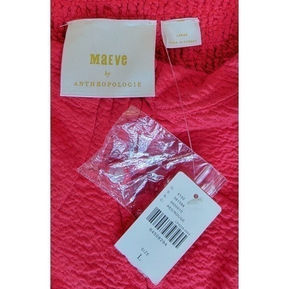 Anthropologie Maeve BNWT Puff Sleeve‎ Sweetheart Mini Dress Red size L - Picture 4 of 9